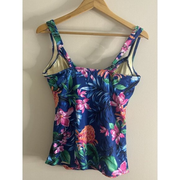 Miraclesuit x Talbots Sanibel Tankini Tropical Floral Women's Size 12 TOP - Picture 3 of 7